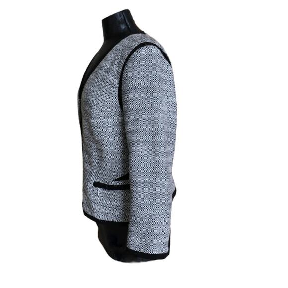 White House Black Market Tweed Moto Blazer Jacket Women's Size 6 Black & White - Picture 4 of 9